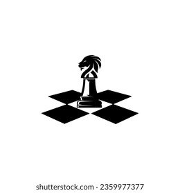 chess logo design stock and illustration. Black Chess Knight Horse Stallion Statue Sculpture silhouette logo design