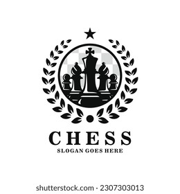 Chess logo design vector illustration