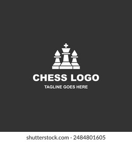 Chess logo design vector isolated on black background