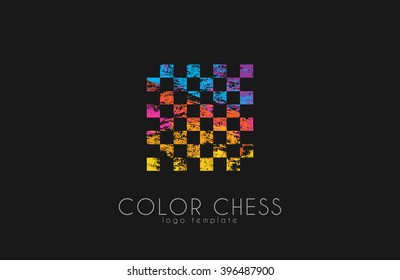 Chess logo. Geometric logo. Color chess logo. Creative logo.