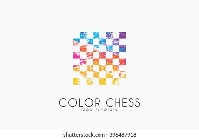 Chess logo. Geometric logo. Color chess logo. Creative logo.