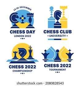 Chess logo set geometric style - vector illustration, emblem design on a white background