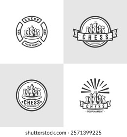 Chess Logo Solid Black Color Vector Graphic Design