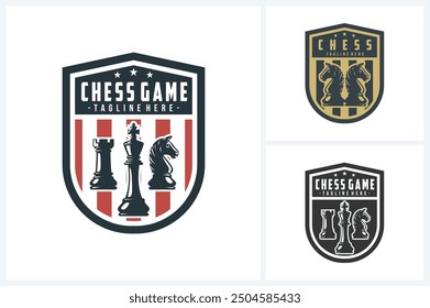 Schach-Logo Sport-Design-Vorlage, Schach-Sport-Emblem Vektor, Schach-Turnier-Logo-Design, Vektorgrafik