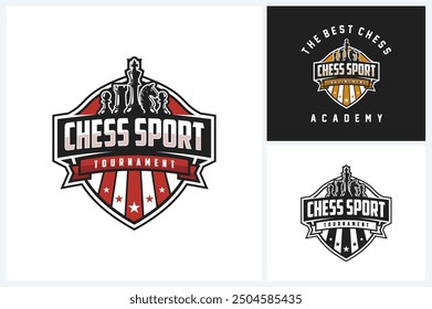 Chess logo sport design template, chess sport emblem vector, chess tournament logo badge design vector illustration