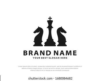 Chess logo. Strategy logo. Chess symbol. Silhouette style. Vector illustration