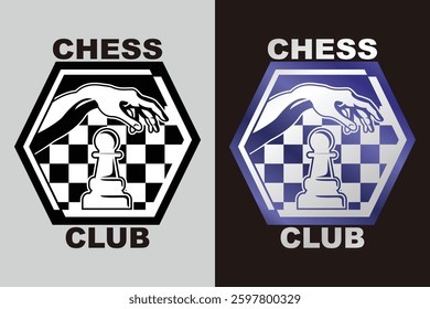 Chess Logo Symbol Silhouette Black and White Gradient Vector Badge