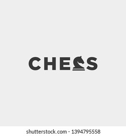 chess logo type vector design illustration, typography logo for chess