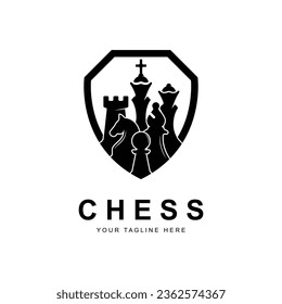 chess logo vector icon illustration design. Logo for tournament, badge, sport
