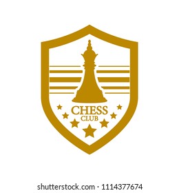Chess logo. Vector illustration. Emblem design on a white background. Chess club concept. Logo template. Vector illustration. Logo design for a chess companies or a chess player. Flat design.