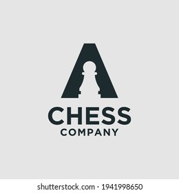 Chess logo. Vector illustration. Emblem design on a white background. Chess club concept. Logo template. Vector illustration. Logo design for a chess companies or a chess player. Flat design.