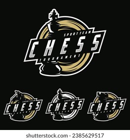 Chess logo vector illustration, emblem set collection template logo design for chess club