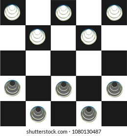 Chess match with few figures left, final stages, final shoot down, black and white vector illustration