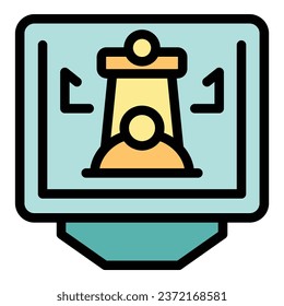 Chess monitor icon outline vector. Online design. Game board color flat