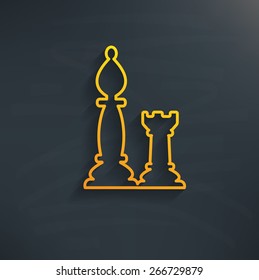 Chess on blackboard background,clean vector