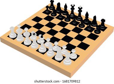 chess on the board realistic vector illustration