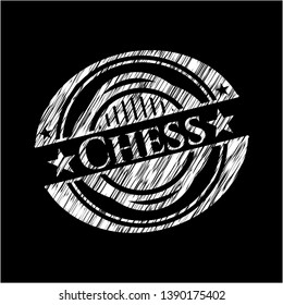 Chess on chalkboard. Vector Illustration. Detailed.