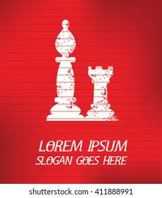 Chess on red background,poster grunge design