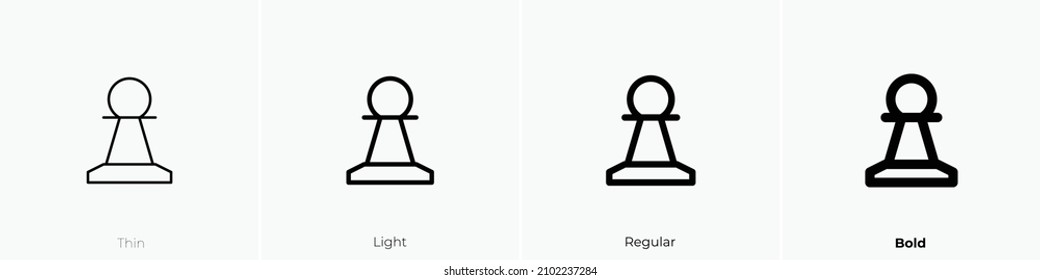 chess one icon. Thin, Light Regular And Bold style design isolated on white background