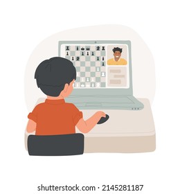 Chess Online Class Isolated Cartoon Vector Illustration. Learn Playing Chess Online, After School Program, Summer Virtual Camp, Children Tournament, Distance Education, Daycare Vector Cartoon.