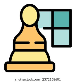 Chess online piece icon outline vector. Board game. Bet story color flat