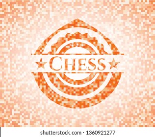 Chess orange mosaic emblem