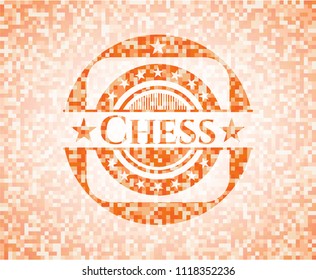 Chess orange mosaic emblem with background
