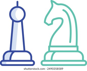 chess outline color vector illustration