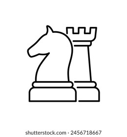 Chess outline icon, gross master symbol. Strategy, leadership, collaboration concept. Editable stroke. Isolated vector illustration.