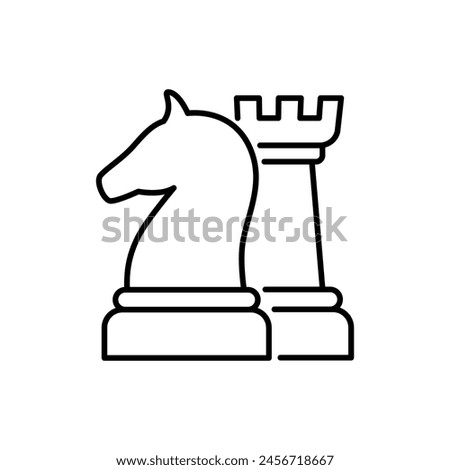 Chess outline icon, gross master symbol. Strategy, leadership, collaboration concept. Editable stroke. Isolated vector illustration.