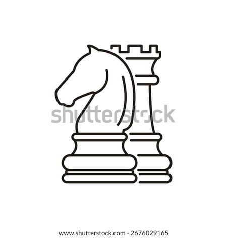 Chess outline icon, gross master symbol. Strategy, leadership, collaboration concept. Editable stroke. Isolated vector illustration.