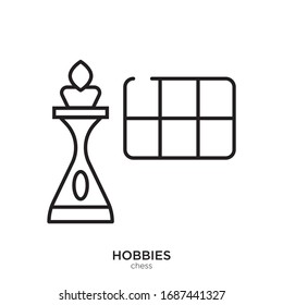 Chess outline. Isolated chess on white background.