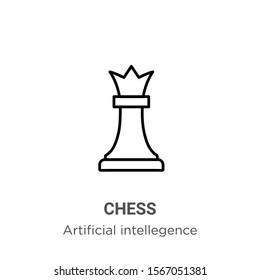 Chess outline vector icon. Thin line black chess icon, flat vector simple element illustration from editable artificial intelligence concept isolated on white background