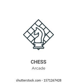 Chess outline vector icon. Thin line black chess icon, flat vector simple element illustration from editable arcade concept isolated on white background