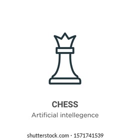 Chess outline vector icon. Thin line black chess icon, flat vector simple element illustration from editable artificial intelligence concept isolated on white background