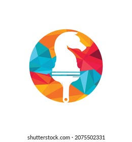 Chess paint vector logo design template. Chess horse with paint brush icon design.	