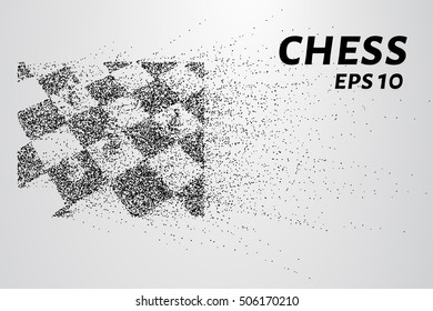 Chess of particles. Silhouette consists of small circles and dots.