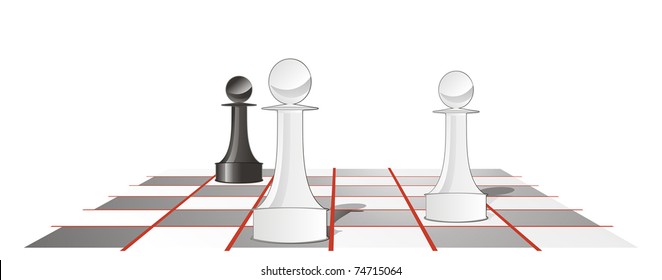 chess party, isolated on white	 	 	 	 	 	 	