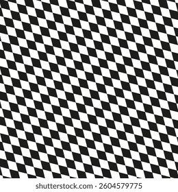 Chess pattern background. Diamond wave texture. Optical illusion design. Vector grid illustration.