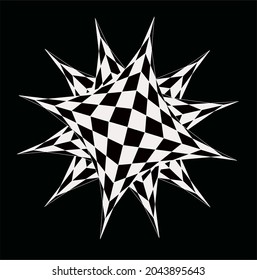 Chess pattern background vector, chess board concept as star shape with black and white colours