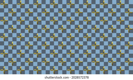 chess pattern with golden leaves