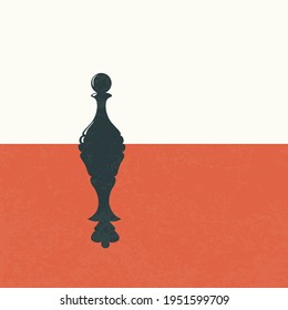 The chess pawn becomes a queen. Chess concept background, vector