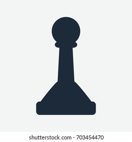 chess pawn black icon. Flat vector cartoon illustration. Objects isolated on a white background.