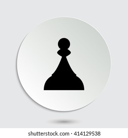 Chess Pawn - black vector icon  with shadow