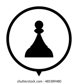 Chess Pawn - black vector  icon; map pointer