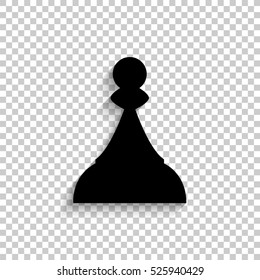 Chess Pawn - black vector  icon with shadow
