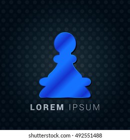 Chess Pawn Blue metallic chromium precious Icon / Logo Design