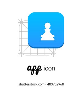 Chess Pawn Blue Mobile App UI/UX Button Corporate Logo / Icon Design