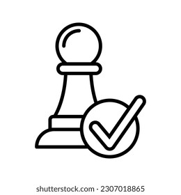 chess pawn with checkmark symbol, business strategy icon vector