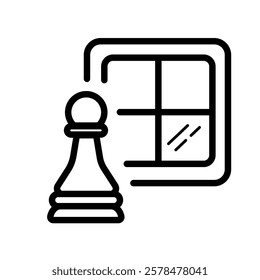 chess pawn with chessboard, chess pieces - vector icon